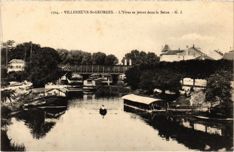 Carte postale ancienne Villeneuve Saint-Georges Yeres se jetant dans la Seine à Villeneuve-Saint-Georges
