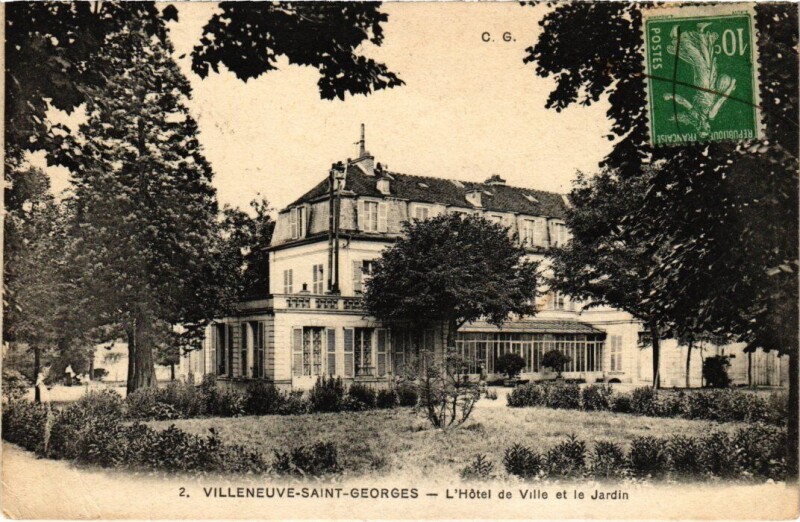 Carte postale ancienne Villeneuve Saint-Georges Hotel de Ville et le Jardin à Villeneuve-Saint-Georges