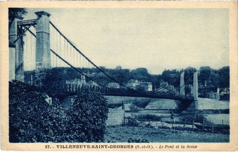 Carte postale ancienne Villeneuve Saint-Georges Le Pont et la Seine à Villeneuve-Saint-Georges
