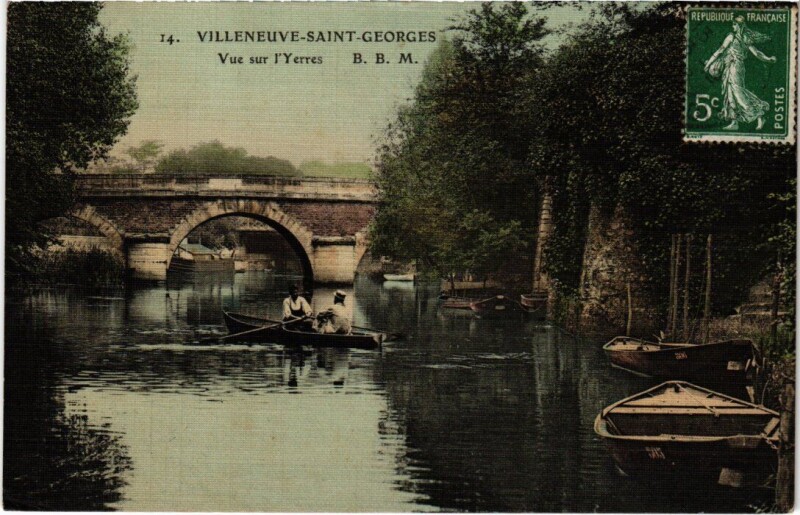 Carte postale ancienne Villeneuve Saint-Georges vue sur l'Yerres à Villeneuve-Saint-Georges
