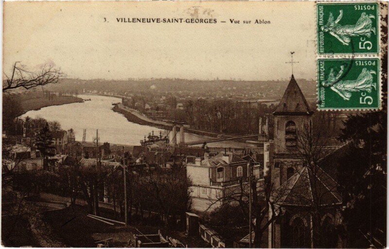 Carte postale ancienne Villeneuve Saint-Georges vue sur Ablon à Villeneuve-Saint-Georges