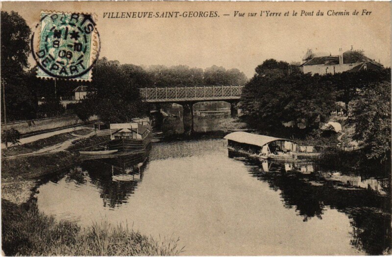 Carte postale ancienne Villeneuve Saint-Georges vue sur l'Yerres à Villeneuve-Saint-Georges