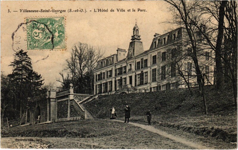 Carte postale ancienne Villeneuve Saint-Georges Hotel de Ville et le Parc à Villeneuve-Saint-Georges
