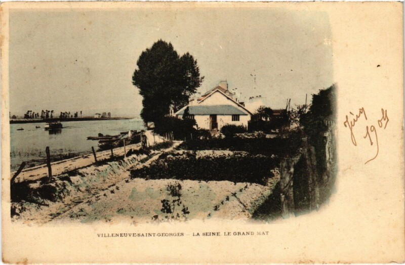 Carte postale ancienne Villeneuve Saint-Georges La Seine le grand mat à Villeneuve-Saint-Georges