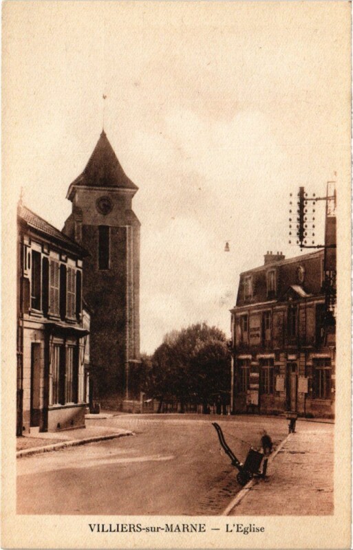 Carte postale ancienne Villiers sur Marne Eglise à Villiers-sur-Marne