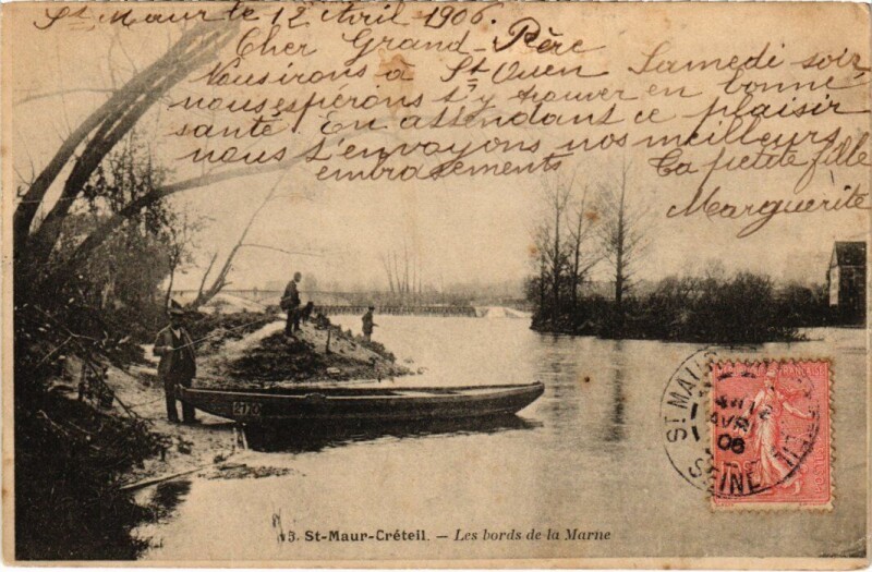 Carte postale ancienne St Maur Les bords de la Marne