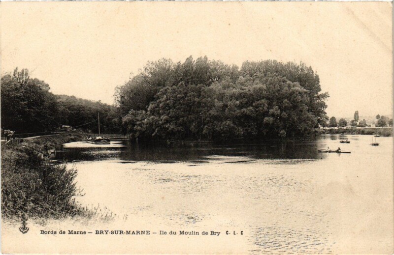 Carte postale ancienne Byr sur Marne Ile du Moulin de Byr