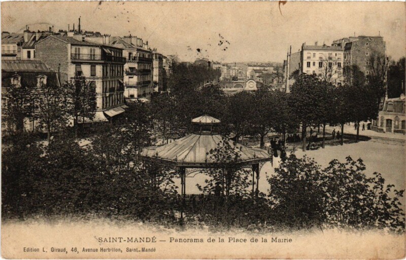 Carte postale ancienne St Mande panorama de la Place de la Mairie
