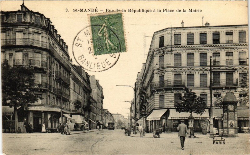 Carte postale ancienne St Mande Rue de la Republique