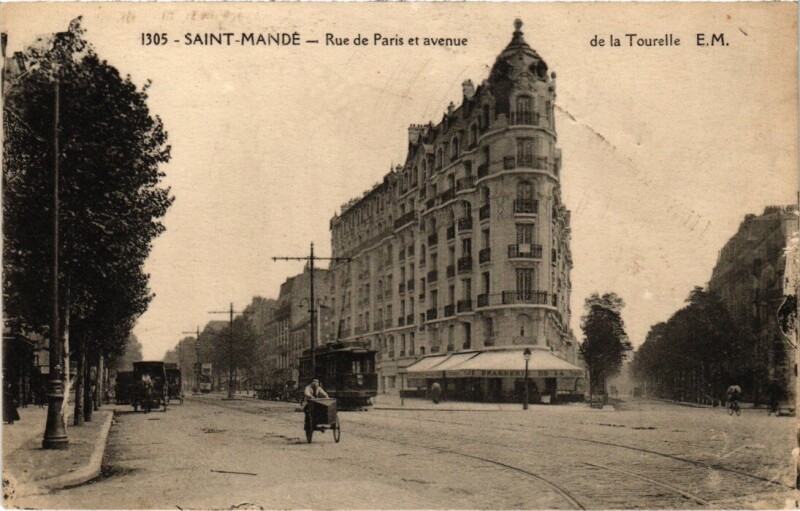 Carte postale ancienne St Mande Rue de Paris et avenue