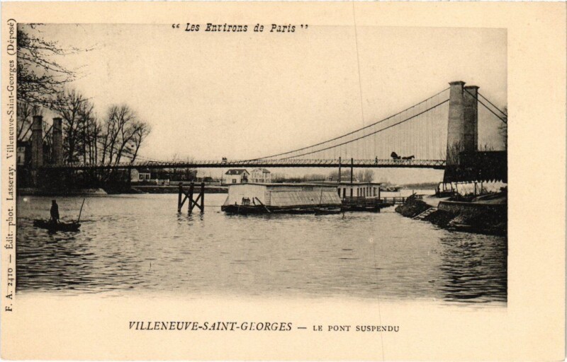 Carte postale ancienne Villeneuve Saint-Georges Pont Suspendu à Villeneuve-Saint-Georges