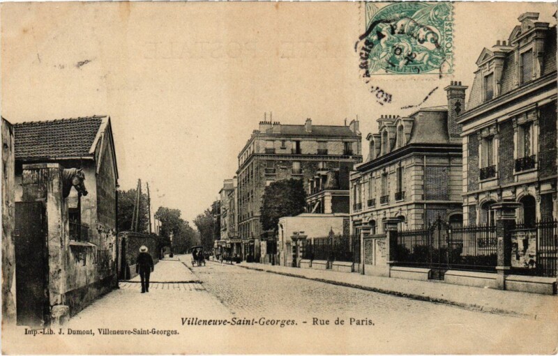 Carte postale ancienne Villeneuve Saint-Georges Rue de Paris à Villeneuve-Saint-Georges