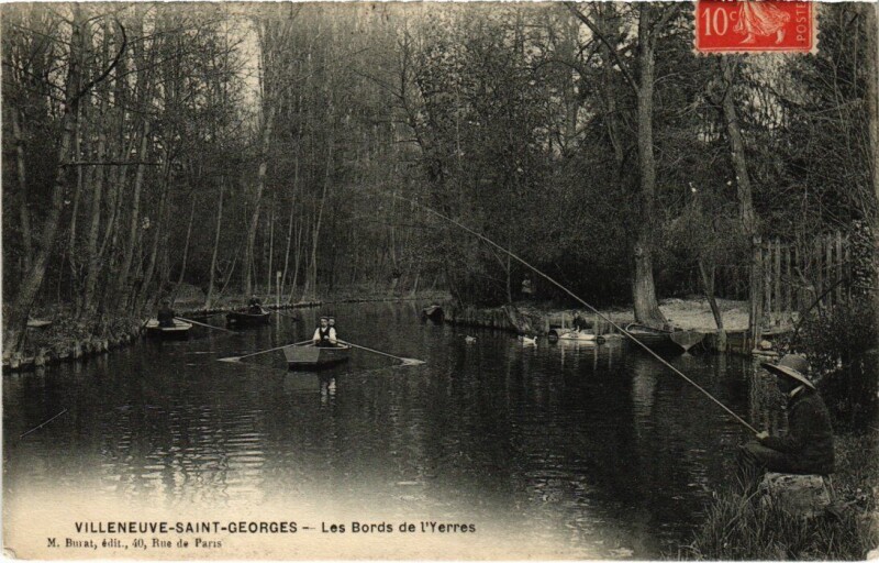 Carte postale ancienne Villeneuve Saint-Georges Les Bords de l'Yerres à Villeneuve-Saint-Georges