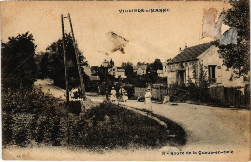 Carte postale ancienne Villiers sur Marne Route de la Queue en Brie à La Queue-en-Brie