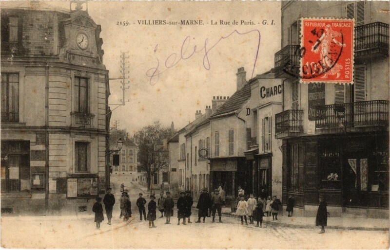 Carte postale ancienne Villiers sur Marne Rue de Paris à Villiers-sur-Marne