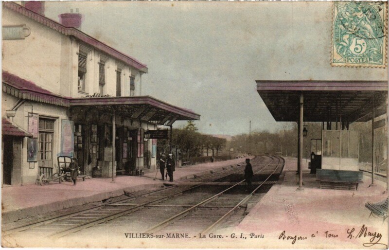Carte postale ancienne Villiers sur Marne La Gare à Villiers-sur-Marne