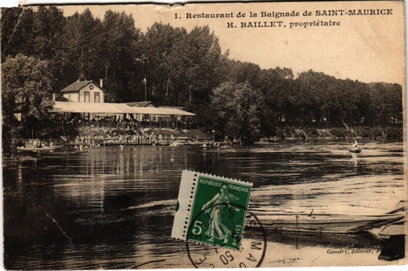 Carte postale ancienne St Maurice Restaurant de la Baignade