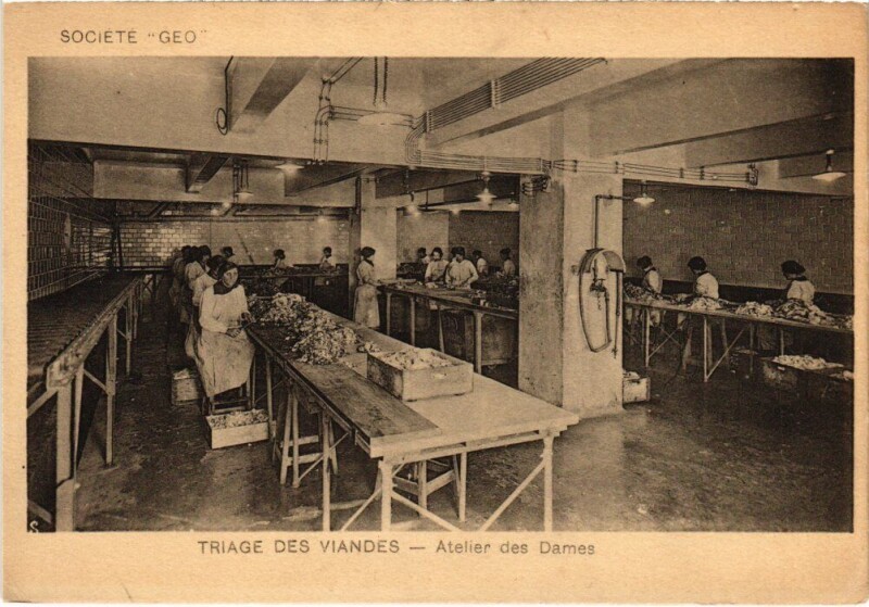 Carte postale ancienne Triage des Viandes Atelier des Dames