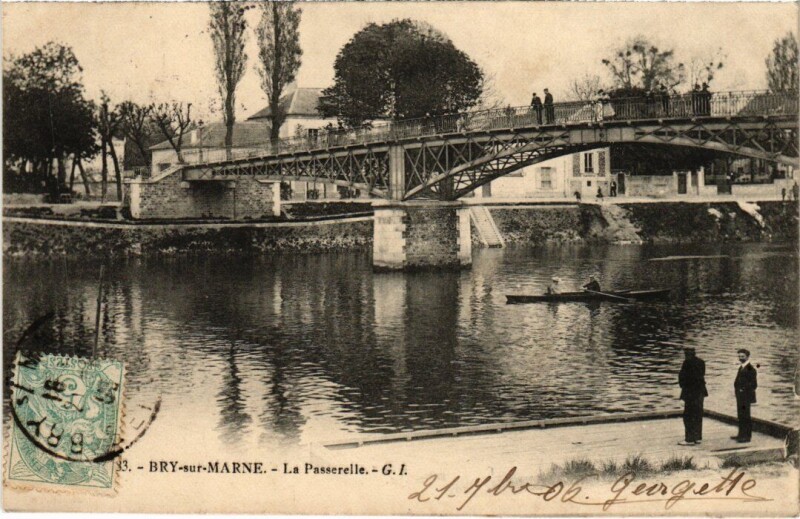 Carte postale ancienne Bry sur Marne La Passerelle à Bry-sur-Marne