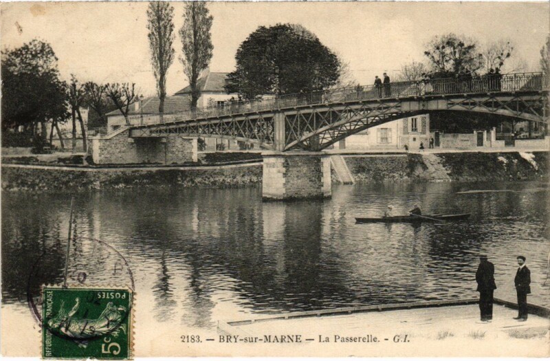 Carte postale ancienne Byr sur Marne La Passerelle