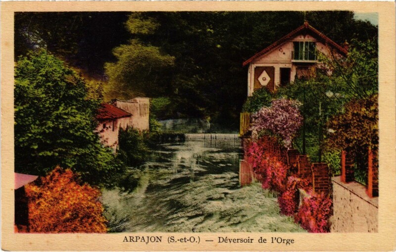 Carte postale ancienne Arpajon Deversoir de l'Orge France à Arpajon