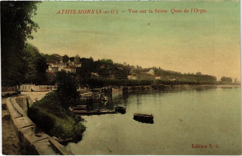 Carte postale ancienne Athis-Mons Vue sur la Seine Quai de l'Orge France à Athis-Mons