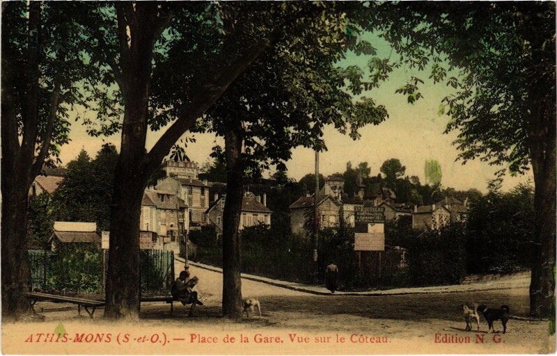 Carte postale ancienne Athis-Mons Place de la Gare France à Athis-Mons