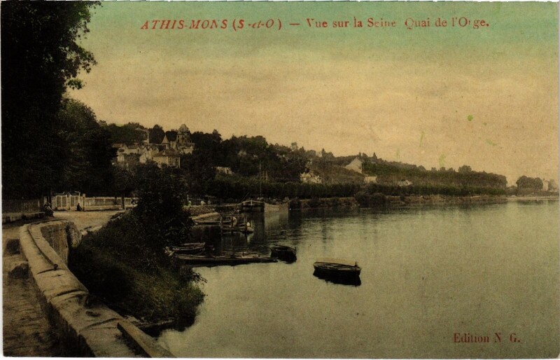Carte postale ancienne Athis-Mons Vue sur la Seine Quai de l'Orge France à Athis-Mons