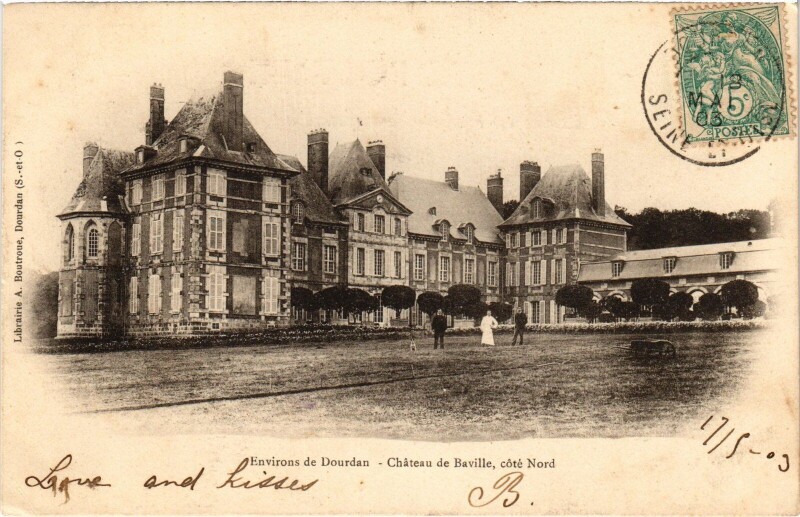 Carte postale ancienne Dourdan Chateau de Baville,cote Nord France à Dourdan