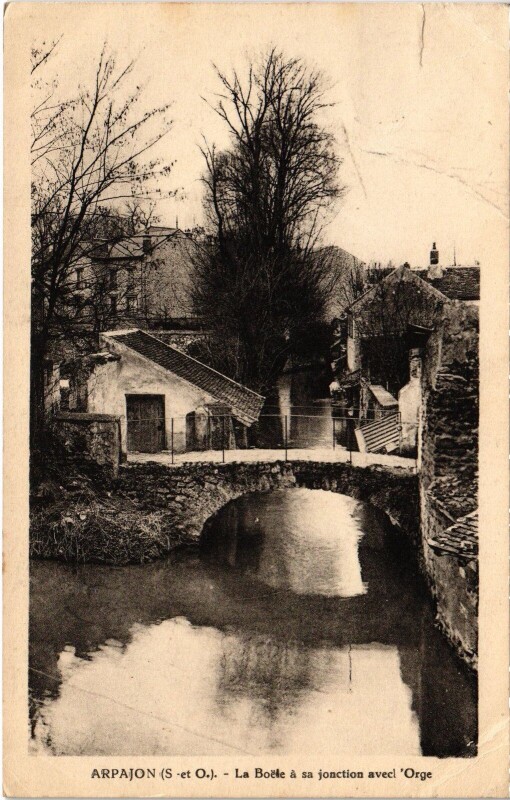 Carte postale ancienne Arpajon La Boele a sa jonction avec l'Orge France à Arpajon