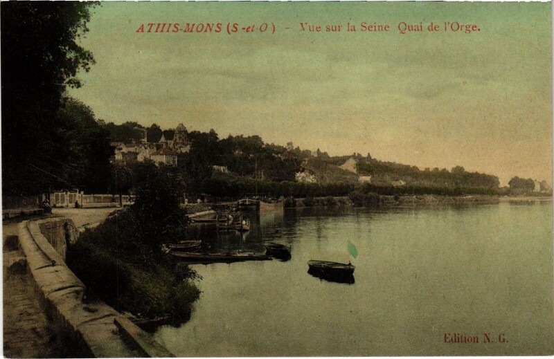 Carte postale ancienne Athis-Mons Vue sur la Seine Quai de l'Orge France à Athis-Mons