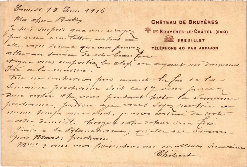 Carte postale ancienne Bruyeres Le Chateau France