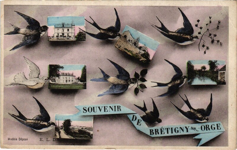 Carte postale ancienne Souvenir de Bretigny France