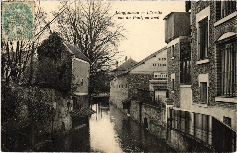 Carte postale ancienne Longjumeau L'Yvette vue du Pont France à Longjumeau