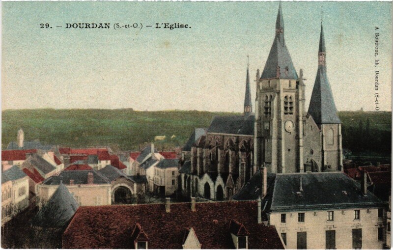 Carte postale ancienne Dourdan L'Eglise France à Dourdan