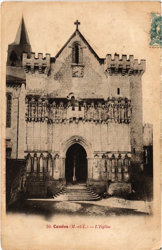 Carte postale ancienne Candes Eglise