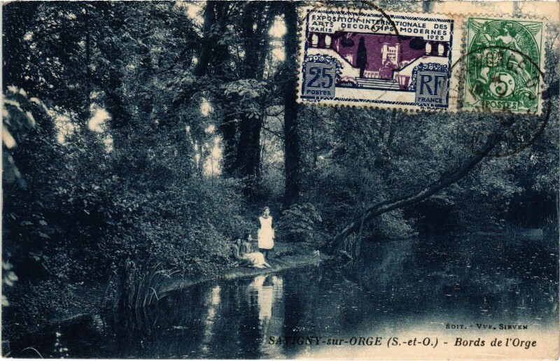 Carte postale ancienne Savigny s Orge Bords de l'Orge France