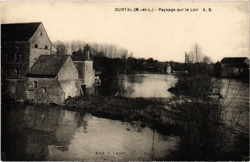 Carte postale ancienne Durtal paysage sur le Loir à Durtal