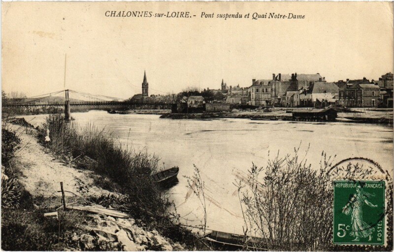 Carte postale ancienne Chalonnes-sur-Loire Pont suspendu à Chalonnes-sur-Loire