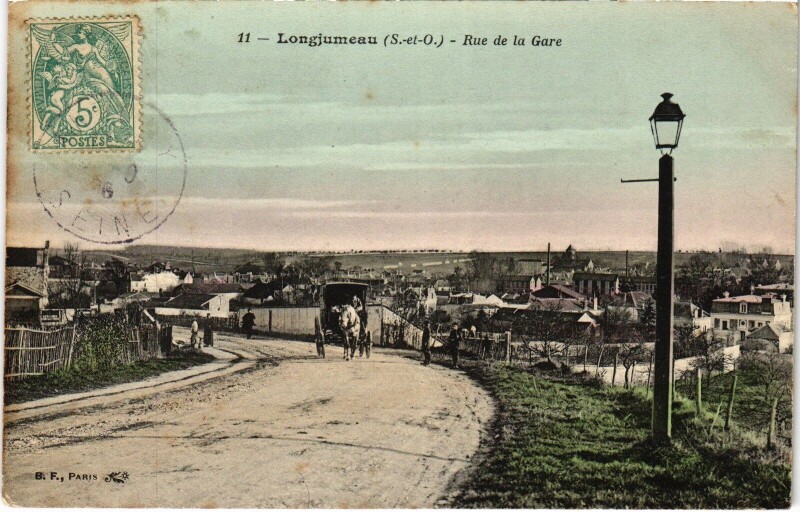Carte postale ancienne Longjumeau Rue de la Gare France à Longjumeau