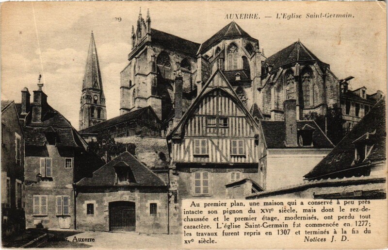 Carte postale ancienne Auxerre Eglise Saint-Germain à Auxerre