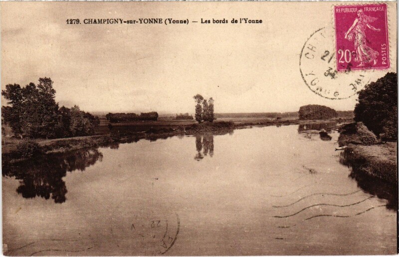 Carte postale ancienne Champigny-sur-Yonne Les Bords à Champigny