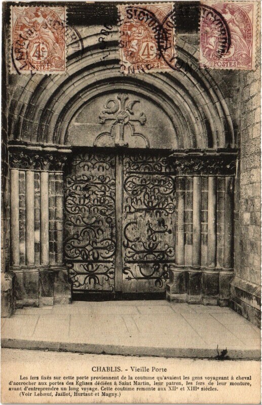 Carte postale ancienne Chablis Vieille porte à Chablis