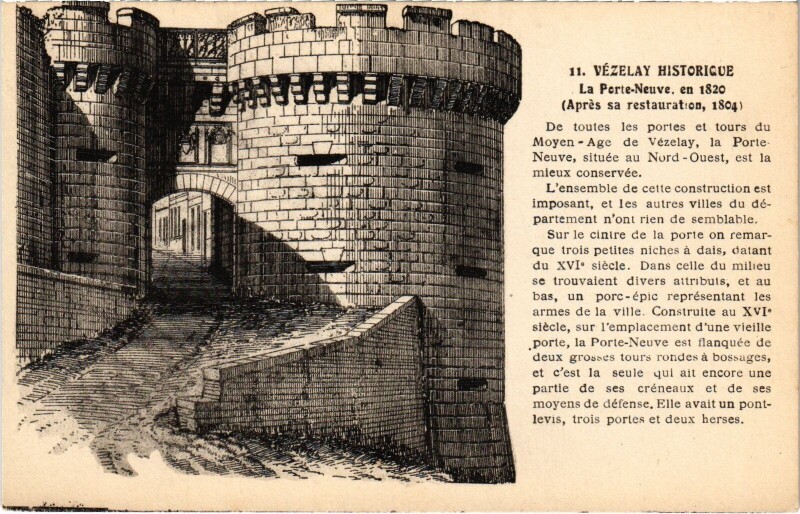 Carte postale ancienne Vézelay Porte neuve à Vézelay