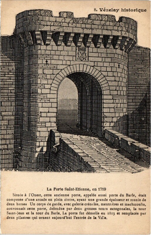 Carte postale ancienne Vézelay Porte Saint-Etienne à Vézelay
