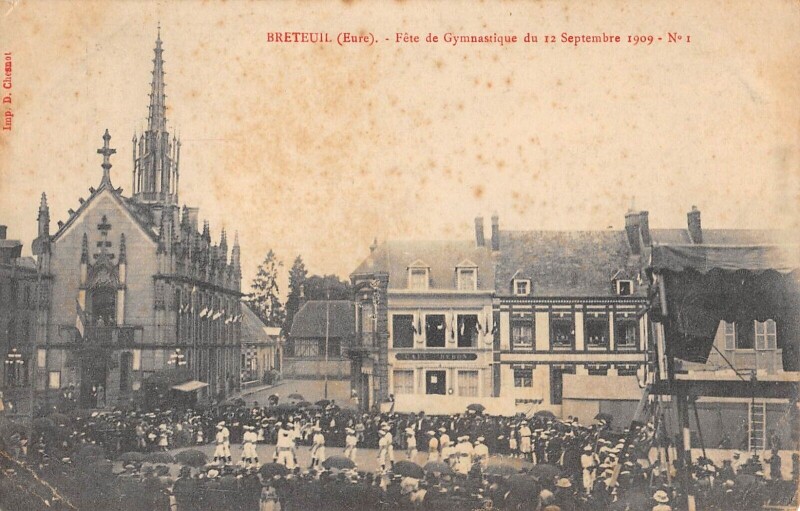 Carte postale ancienne Breteuil - Fete De Gymnastique Du 12 Septembre 1909 - cliché rare à Breteuil