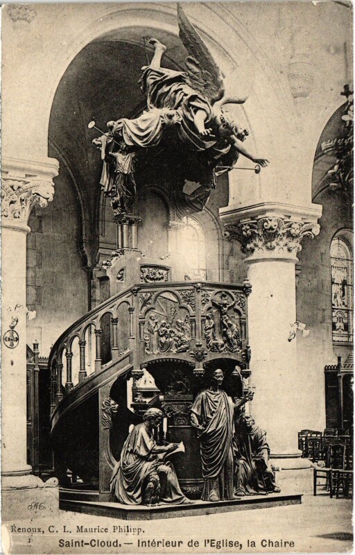 Carte postale ancienne Saint-Cloud Interieur de l'Eglise, la Chaire France à Saint-Cloud