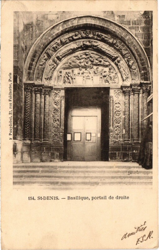 Carte postale ancienne Saint-Denis Basilique, portail droite France à Saint-Denis