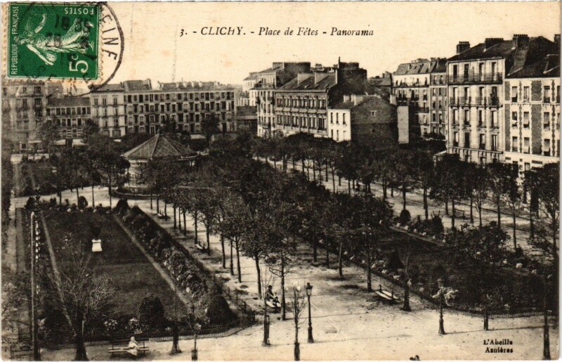 Carte postale ancienne Place des Fêtes - Panorama à Clichy