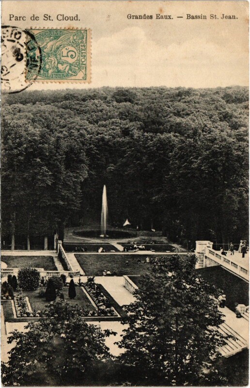 Carte postale ancienne Saint-Cloud Grandes Eaux, Bassin Saint-Jean France à Saint-Cloud